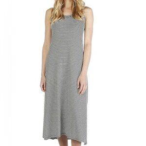 Moosejaw Charcoal and Ivory Striped Sleeveless Maxi Dress